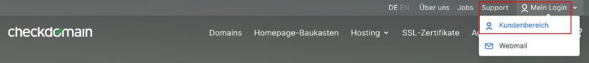 Original-Screenshot: checkdomain, Schritt 2